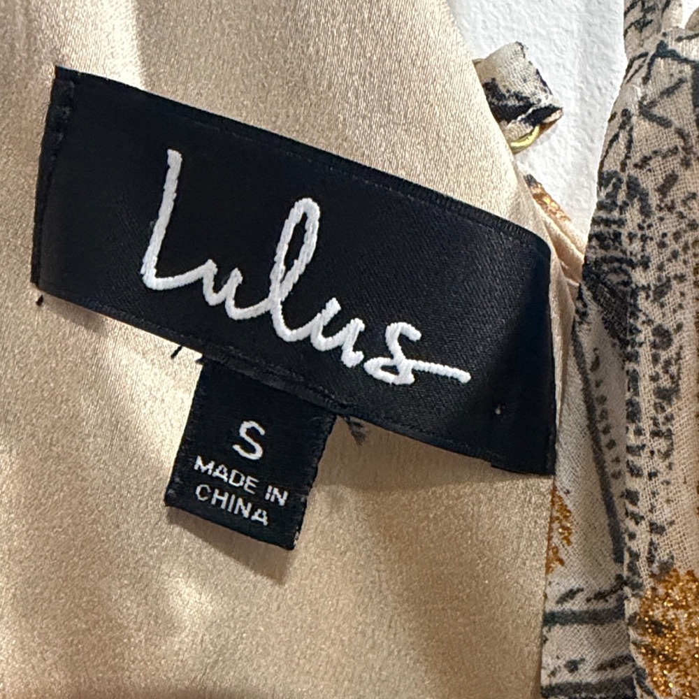 Lulu's Beige Patterned Mini Dress - Picture 2 of 5